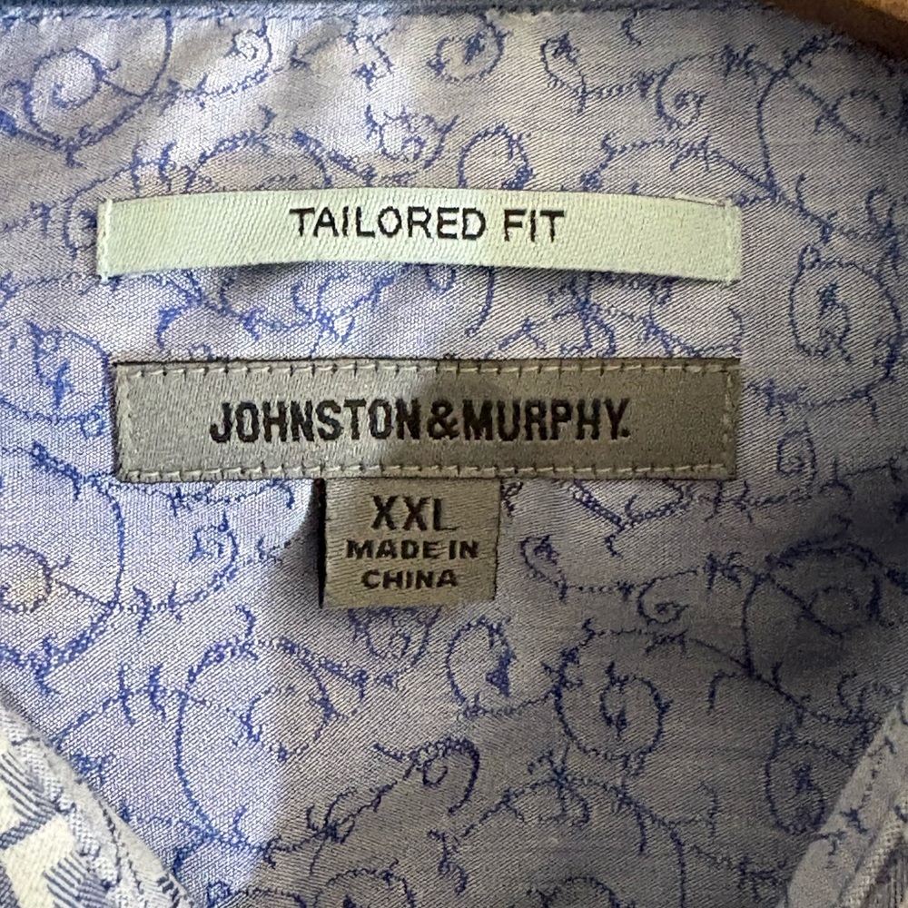 Johnston & Murphy Gray Patterned Button Down Shirt - image 2